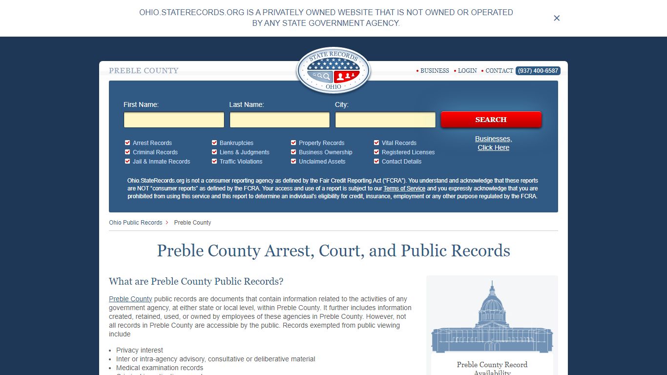 Preble County Arrest, Court, and Public Records